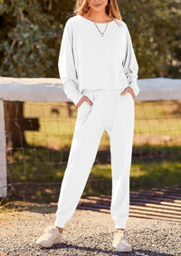 PRETTYGARDEN Women's Fall 2 Piece Lounge Set Long Sleeve Tops Ribbed Pants Spring Matching Sweatsuit Travel Outfits Clothes