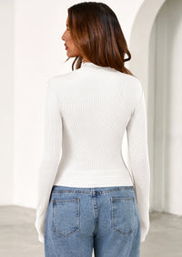 PRETTYGARDEN Women's Turtleneck Long Sleeve Shirts Fall Basic Tees Ribbed Fitted Tops Thermal Layering Knit Top Clothes