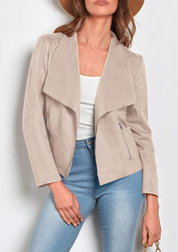 PRETTYGARDEN Women's Faux Suede Jackets Fashion Fall Clothes Long Sleeve Open Front Cropped Coat Outwear