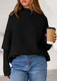 PRETTYGARDEN Womens Sweaters Fall Fashion Casual Loose Turtleneck Batwing Long Sleeve Knit Sweater Pullover Tops