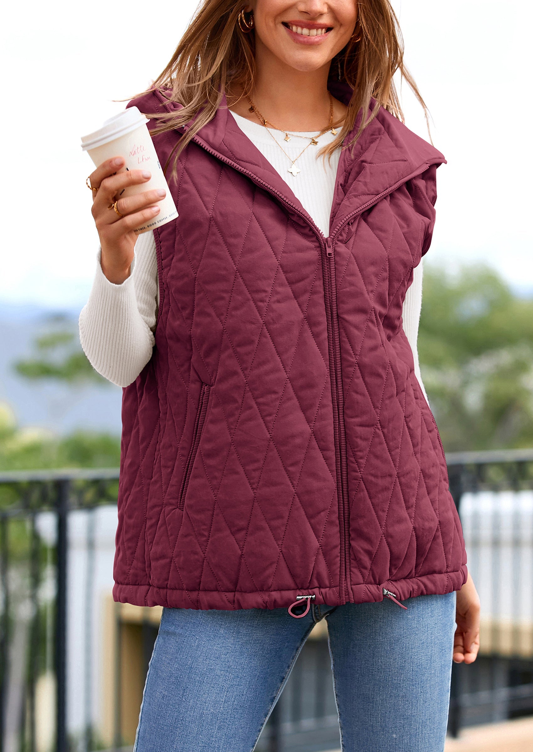 PRETTYGARDEN Women's Fall Spring Vest Casual Sleeveless Hooded Zip Up Jacket Trendy Winter Coat Outerwear PRETTYGARDEN