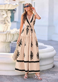 PRETTYGARDEN Womens Floral Maxi Dress Sleeveless Vneck Belt Ruffle Long Dresses Boho Summer Beach Vacation Clothes