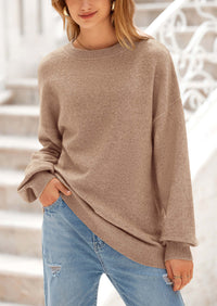 PRETTYGARDEN Women's Fall Sweaters Casual Crew Neck Long Sleeve Pullover Tops Ribbed Knit Loose Fit Winter Clothes