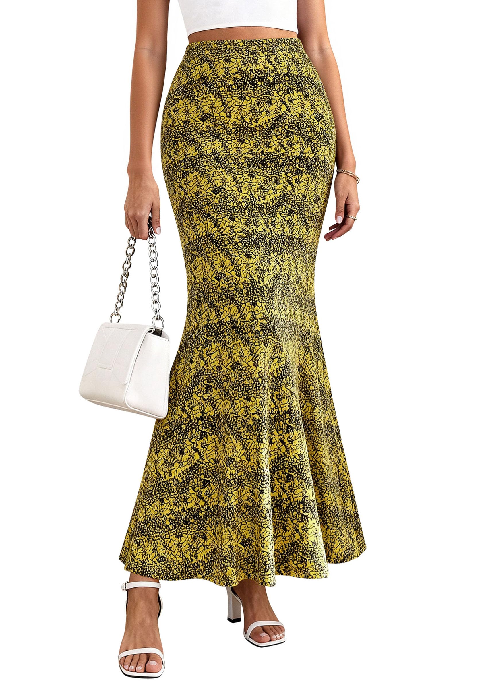 PRETTYGARDEN Maxi Skirts for Women 2026 Summer Flowy High Waisted Polka Dot Mermaid Office Work Spring Fashion Long Skirt PRETTYGARDEN