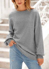 PRETTYGARDEN Women's Fall Sweaters Casual Crew Neck Long Sleeve Pullover Tops Ribbed Knit Loose Fit Winter Clothes