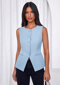 PRETTYGARDEN Womens Vests Top Trendy 2026 Spring Sleeveless Blazer Suit Summer Business Casual Work Button Down Waistcoat PRETTYGARDEN