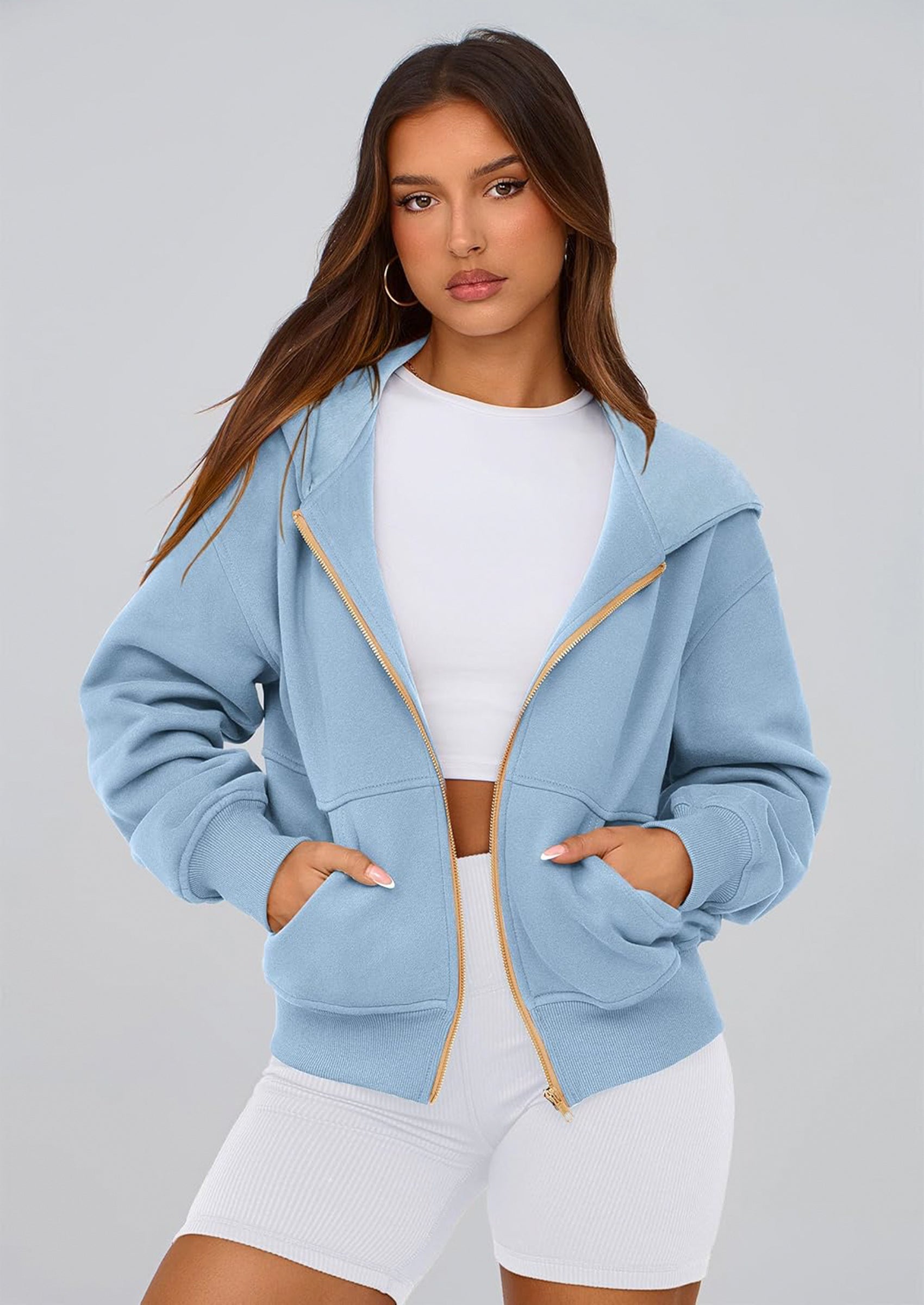 PRETTYGARDEN Hoodies For Women Sweatshirt Zip Up Hoodie Fall Fashion Trendy Long Sleeve Jackets Winter Clothing Outfits