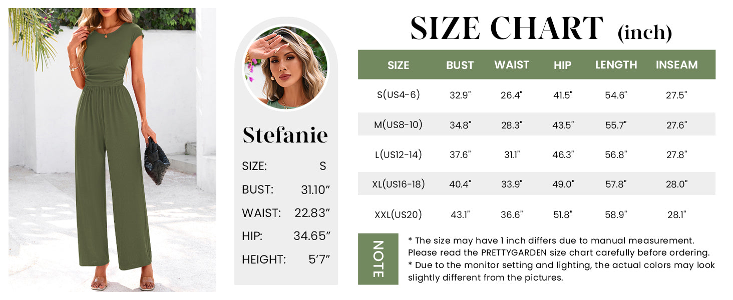 PRETTYGARDEN Summer Jumpsuits Ribbed Cap Sleeve Wide Leg Pants Women's Rompers Elegant Casual Trendy Vacation Outfits