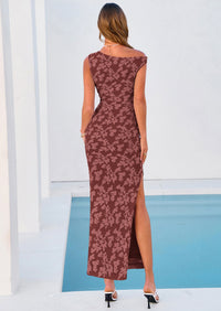 PRETTYGARDEN Womens Floral One Shoulder Maxi Dress Summer Spring Bodycon Ruched Side Slit Elegant Cocktail Party Dresses PRETTYGARDEN