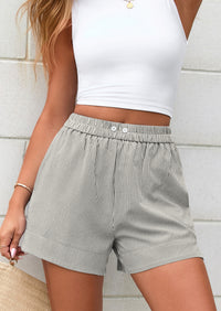 PRETTYGARDEN Women Striped Shorts Casual Elastic Waist  Bottoms Beach Shorts