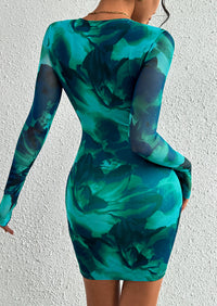 PRETTYGARDEN Women's Mini Dress Fall Trendy Tie Dye Print Long Sleeve Club Party Homecoming Casual Bodycon Dresses