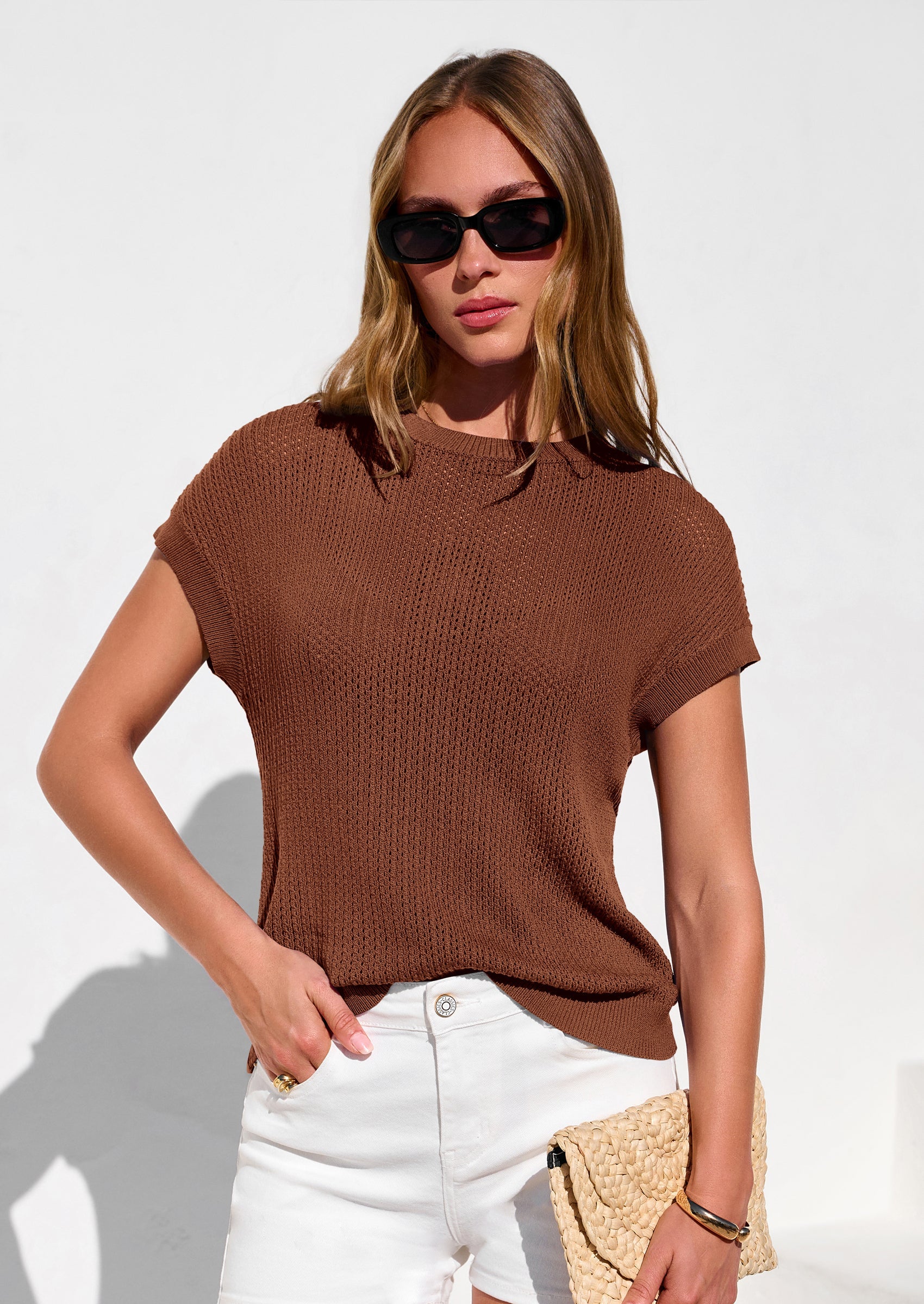 PRETTYGARDEN Women Spring Sweater Vest Business Casual Tank Top Lightweight Cap Sleeve Knit Shirts Trendy Summer Outfits PRETTYGARDEN