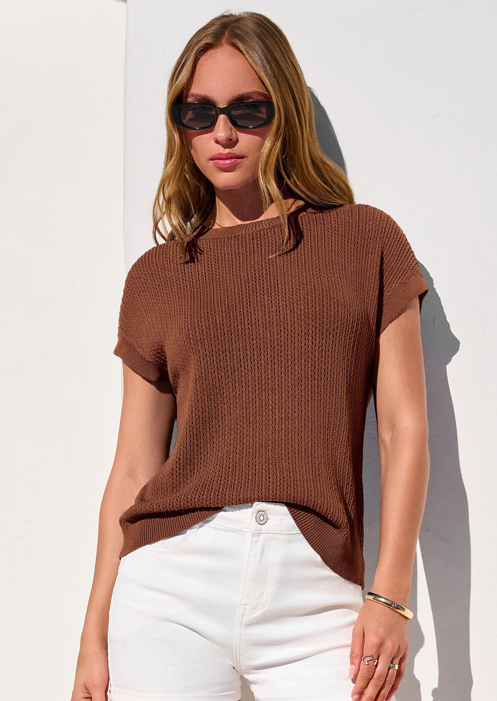 PRETTYGARDEN Women Spring Sweater Vest Business Casual Tank Top Lightweight Cap Sleeve Knit Shirts Trendy Summer Outfits PRETTYGARDEN