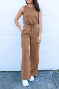 Summer One Piece Outfits Sleeveless Wide Leg Long Pants Jumpsuits