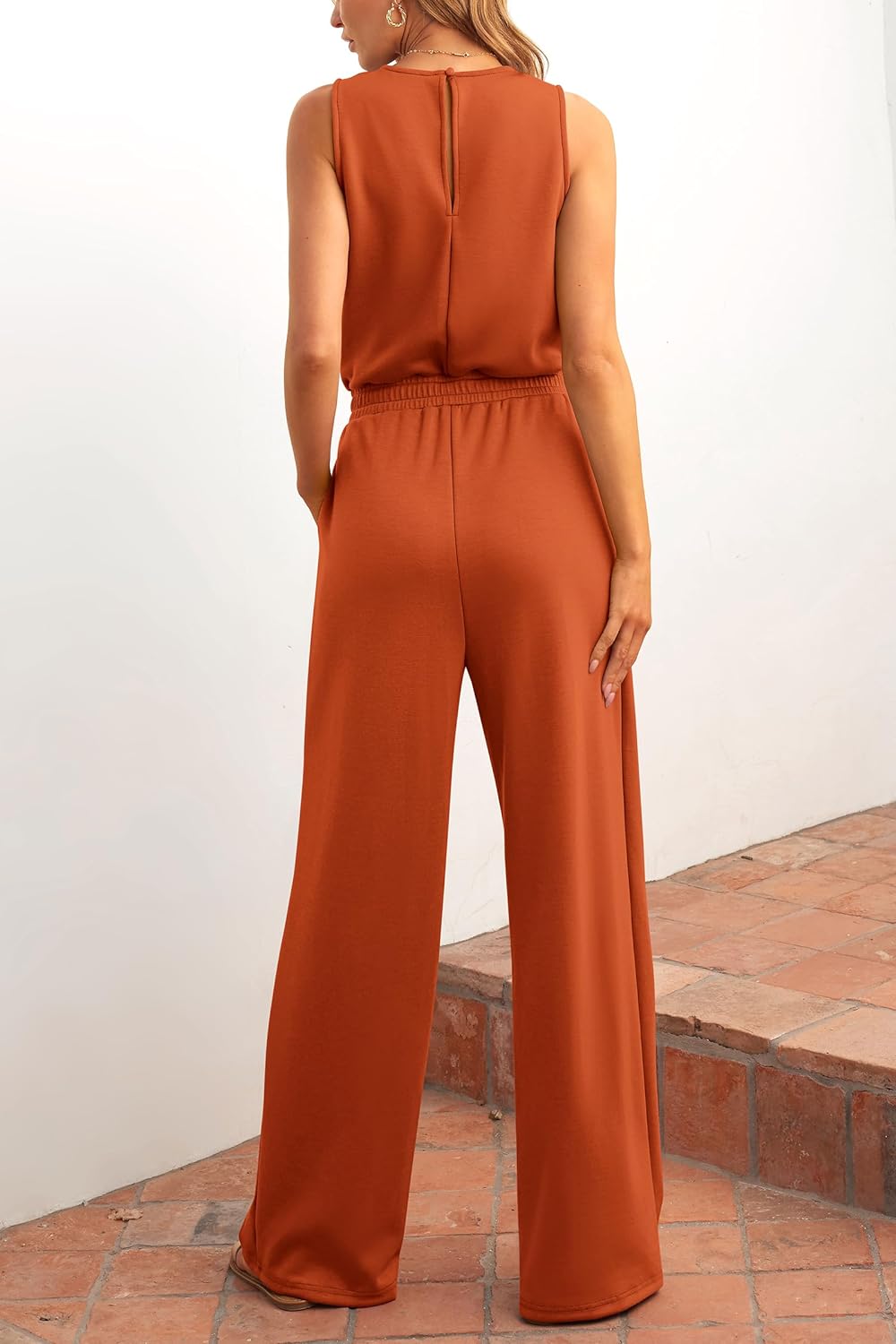 Summer One Piece Outfits Sleeveless Wide Leg Long Pants Jumpsuits