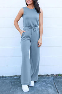 Summer One Piece Outfits Sleeveless Wide Leg Long Pants Jumpsuits