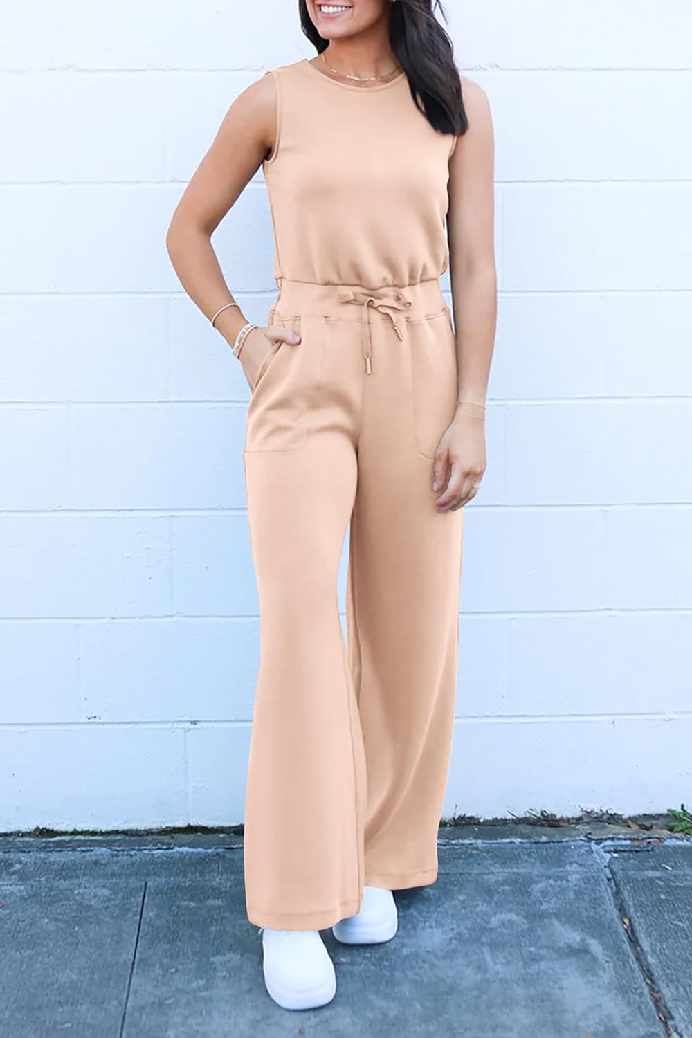 Summer One Piece Outfits Sleeveless Wide Leg Long Pants Jumpsuits