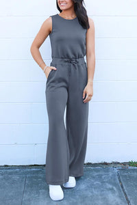 Summer One Piece Outfits Sleeveless Wide Leg Long Pants Jumpsuits