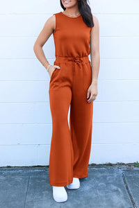 Summer One Piece Outfits Sleeveless Wide Leg Long Pants Jumpsuits