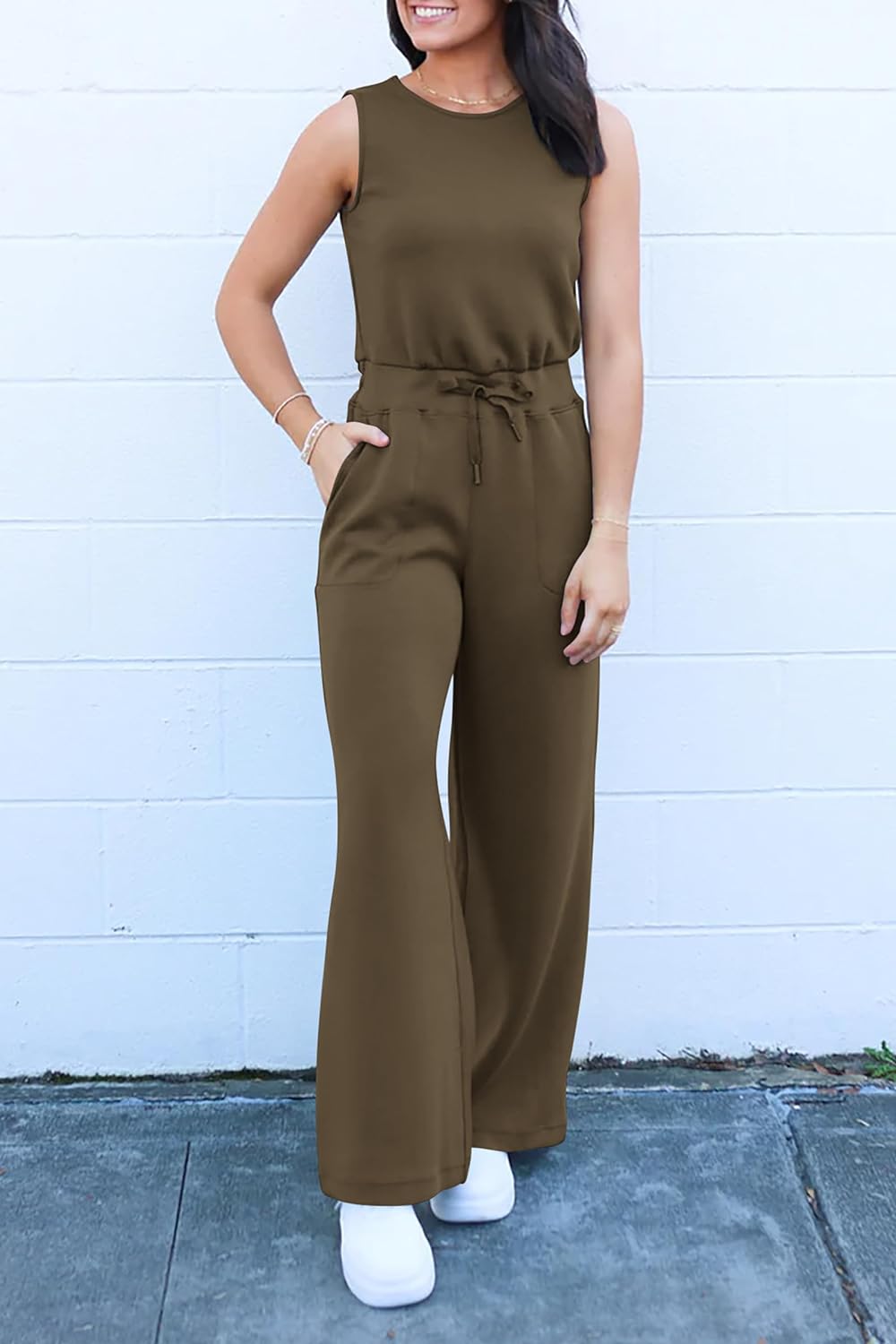 Summer One Piece Outfits Sleeveless Wide Leg Long Pants Jumpsuits