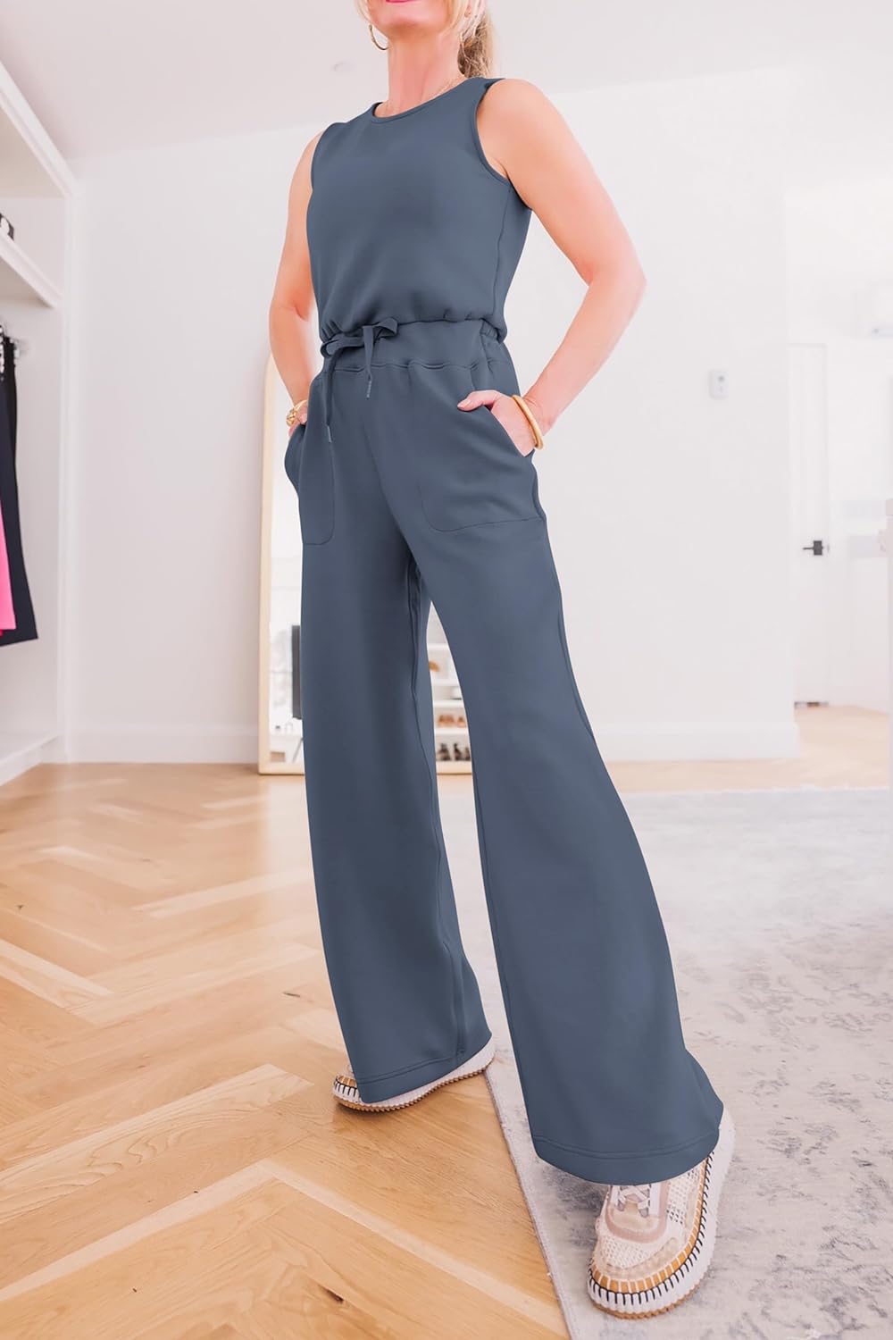 Summer One Piece Outfits Sleeveless Wide Leg Long Pants Jumpsuits