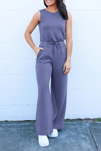 Summer One Piece Outfits Sleeveless Wide Leg Long Pants Jumpsuits