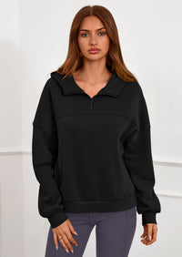 PRETTYGARDEN Womens Hoodies Cropped Fleece Sweatshirts Fall Fashion Quarter Zip Pullover Long Sleeve Tops Winter Clothes