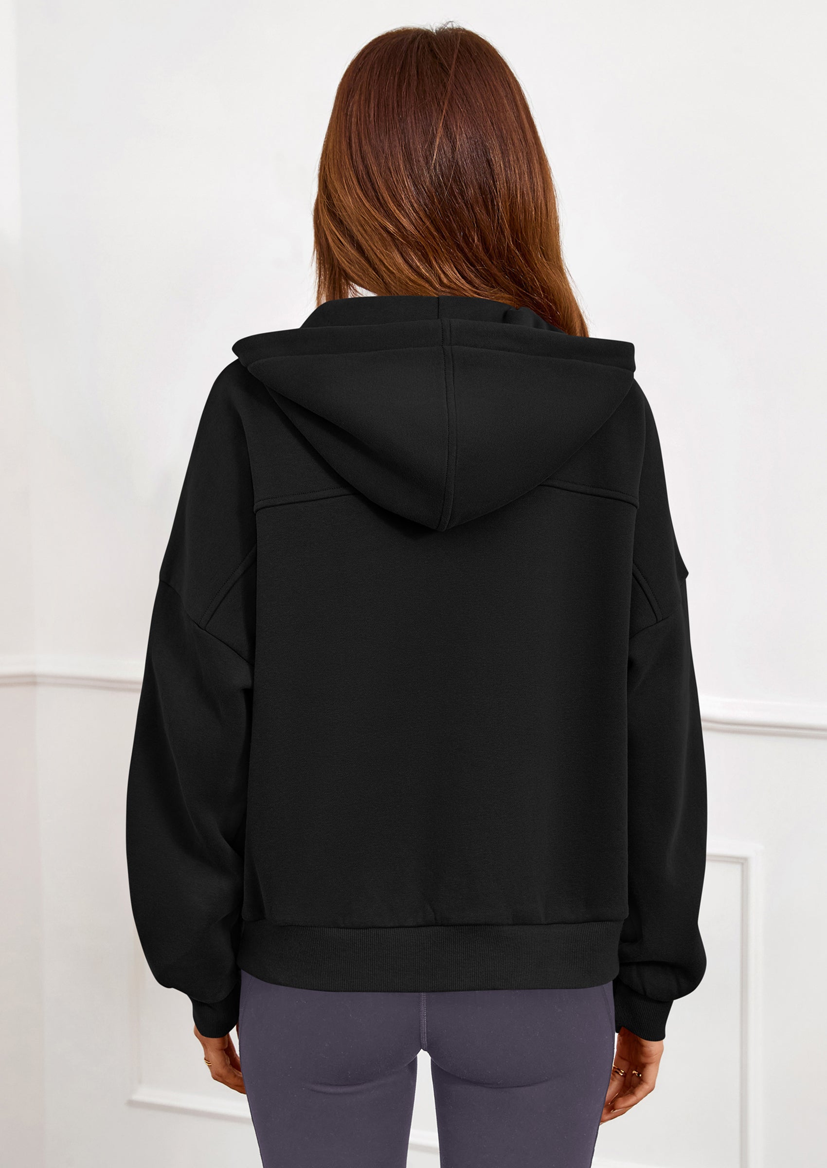 PRETTYGARDEN Womens Hoodies Cropped Fleece Sweatshirts Fall Fashion Quarter Zip Pullover Long Sleeve Tops Winter Clothes