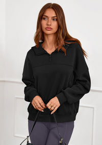 PRETTYGARDEN Womens Hoodies Cropped Fleece Sweatshirts Fall Fashion Quarter Zip Pullover Long Sleeve Tops Winter Clothes