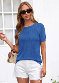 PRETTYGARDEN Women's Spring Short Sleeve Sweater Knit Going Out Tops Work Shirts Trendy Summer Business Casual Outfits