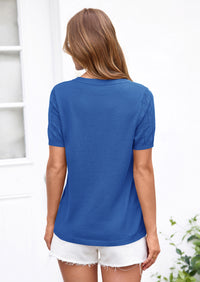 PRETTYGARDEN Women's Spring Short Sleeve Sweater Knit Going Out Tops Work Shirts Trendy Summer Business Casual Outfits