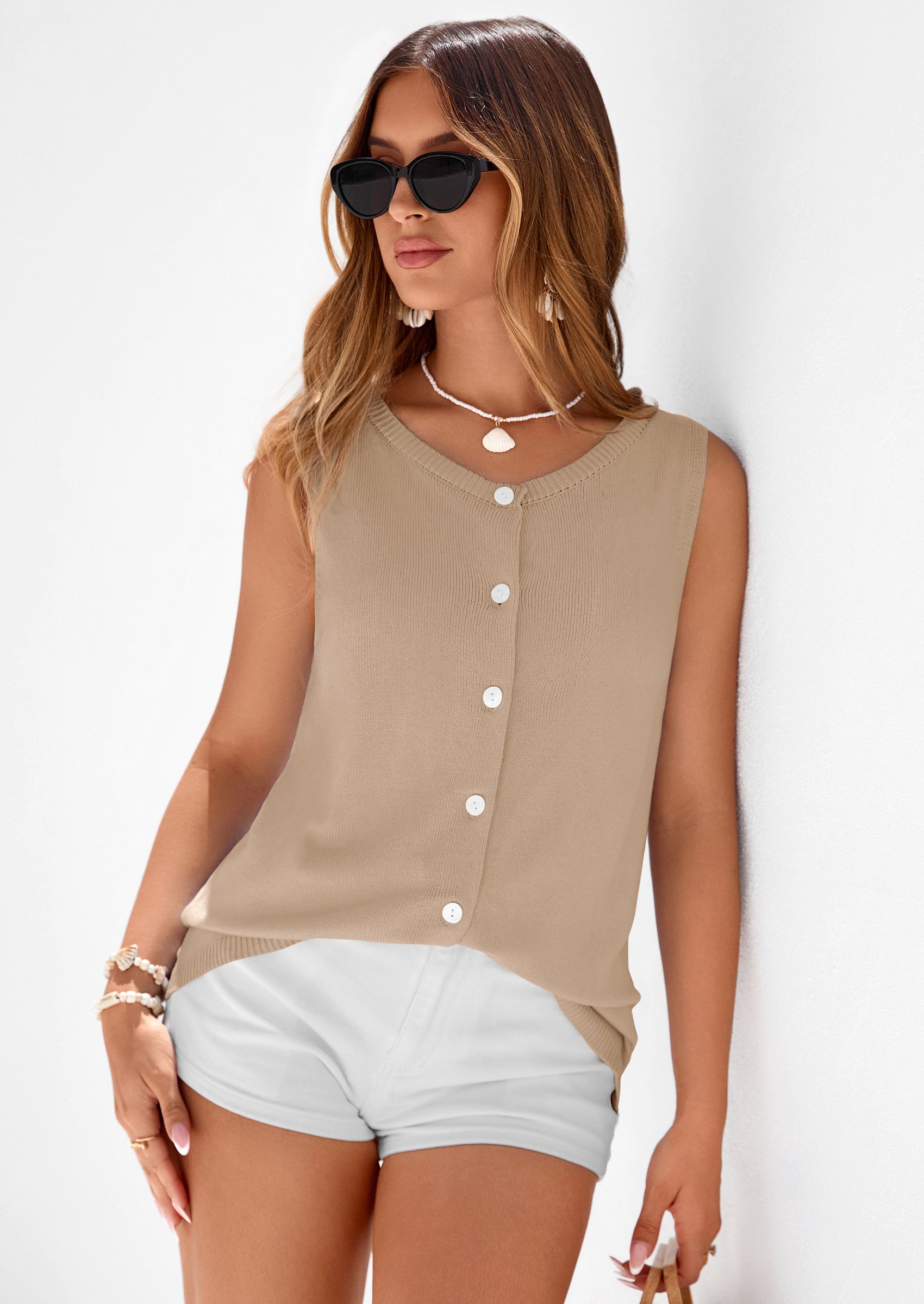 PRETTYGARDEN Womens Sweater Vest Spring Tops Cute Summer Sleeveless Cardigan Casual Knit Button Up Tank Tops PRETTYGARDEN