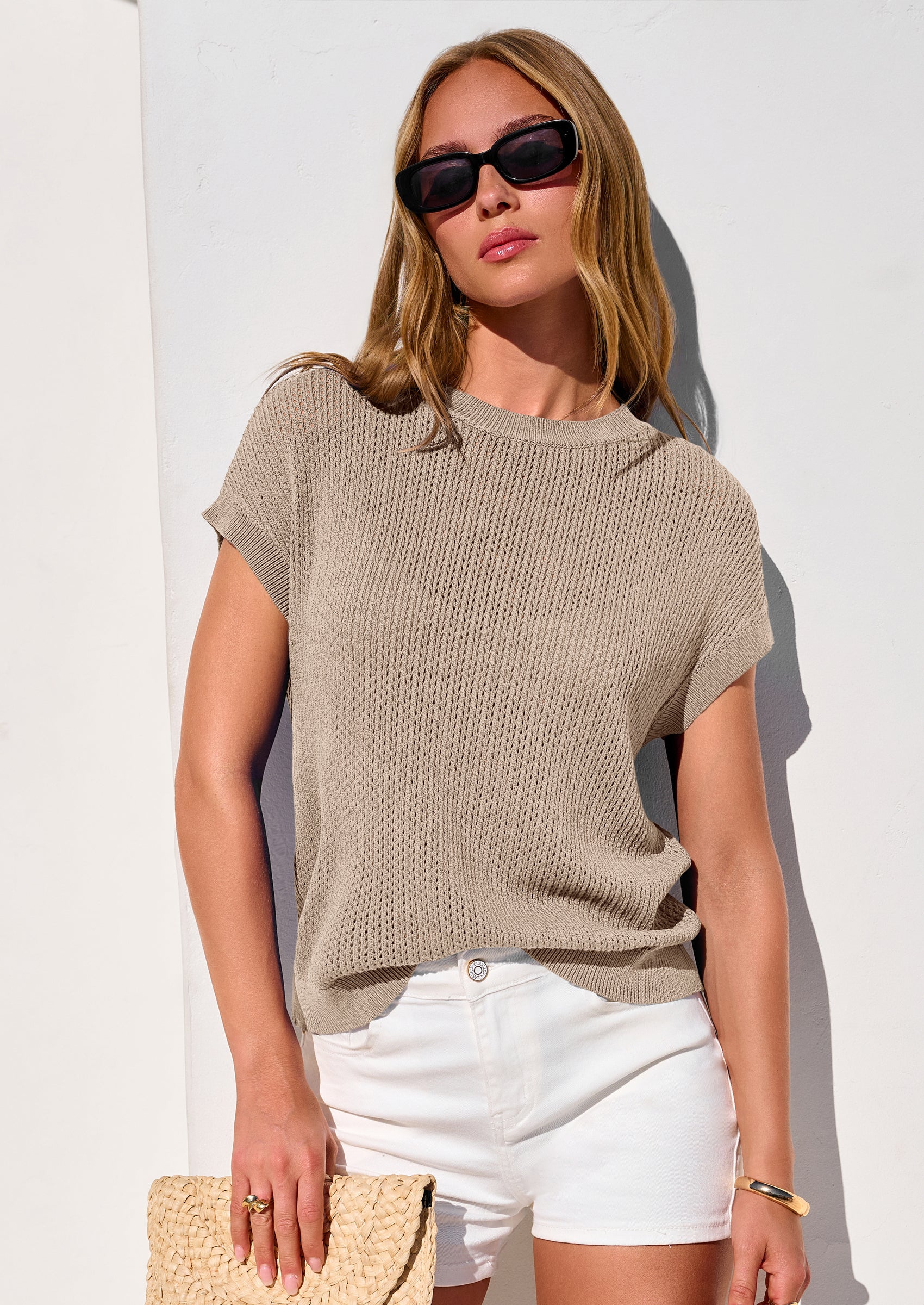 PRETTYGARDEN Women Spring Sweater Vest Business Casual Tank Top Lightweight Cap Sleeve Knit Shirts Trendy Summer Outfits PRETTYGARDEN