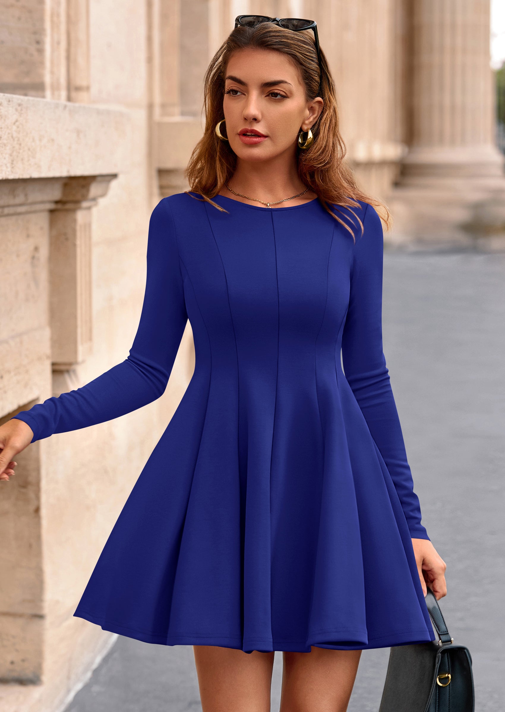 PRETTYGARDEN Fall Cocktail Dresses for Women Elegant Classy Wedding Guest Long Sleeve Homecoming Party A Line Mini Dress