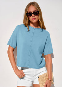 PRETTYGARDEN Women Spring Short Sleeve Cardigan Sweaters Button Down Knit Shirt Blouse Dressy Casual Tops Summer Outfits PRETTYGARDEN