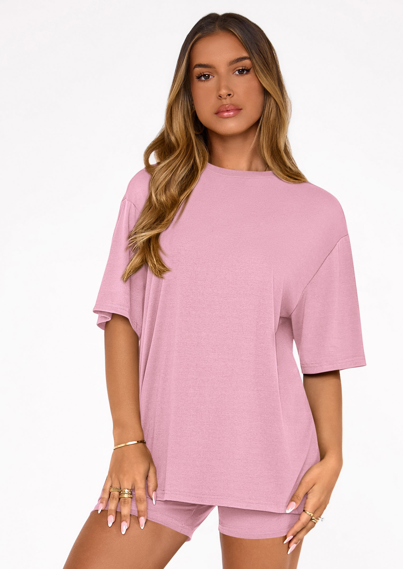 PRETTYGARDEN Women's Two Piece Matching Lounge Sets Summer Casual Tops Short Sleeve Shirts Shorts Travel Airport Outfits PRETTYGARDEN