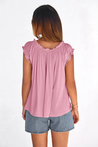 PRETTYGARDEN Womens Tie Front Tank Tops Summer Fashion Cap Sleeve Babydoll Blouses Flowy Shirts Spring Going Out Outfits PRETTYGARDEN