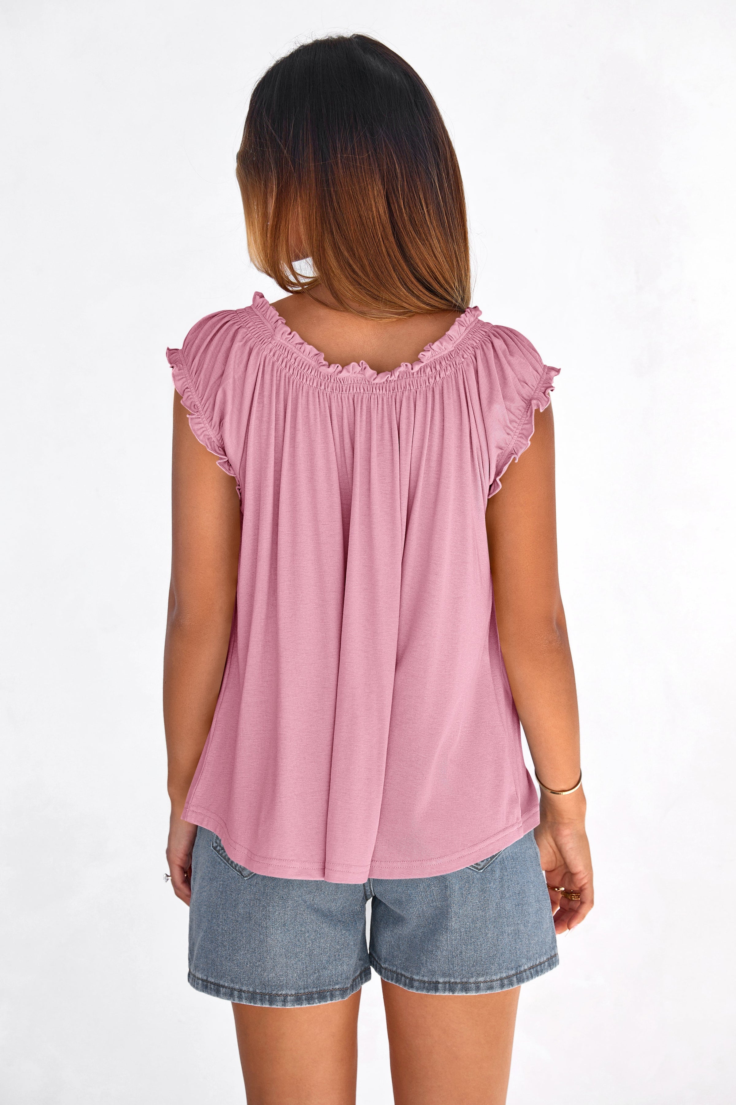 PRETTYGARDEN Womens Tie Front Tank Tops Summer Fashion Cap Sleeve Babydoll Blouses Flowy Shirts Spring Going Out Outfits PRETTYGARDEN