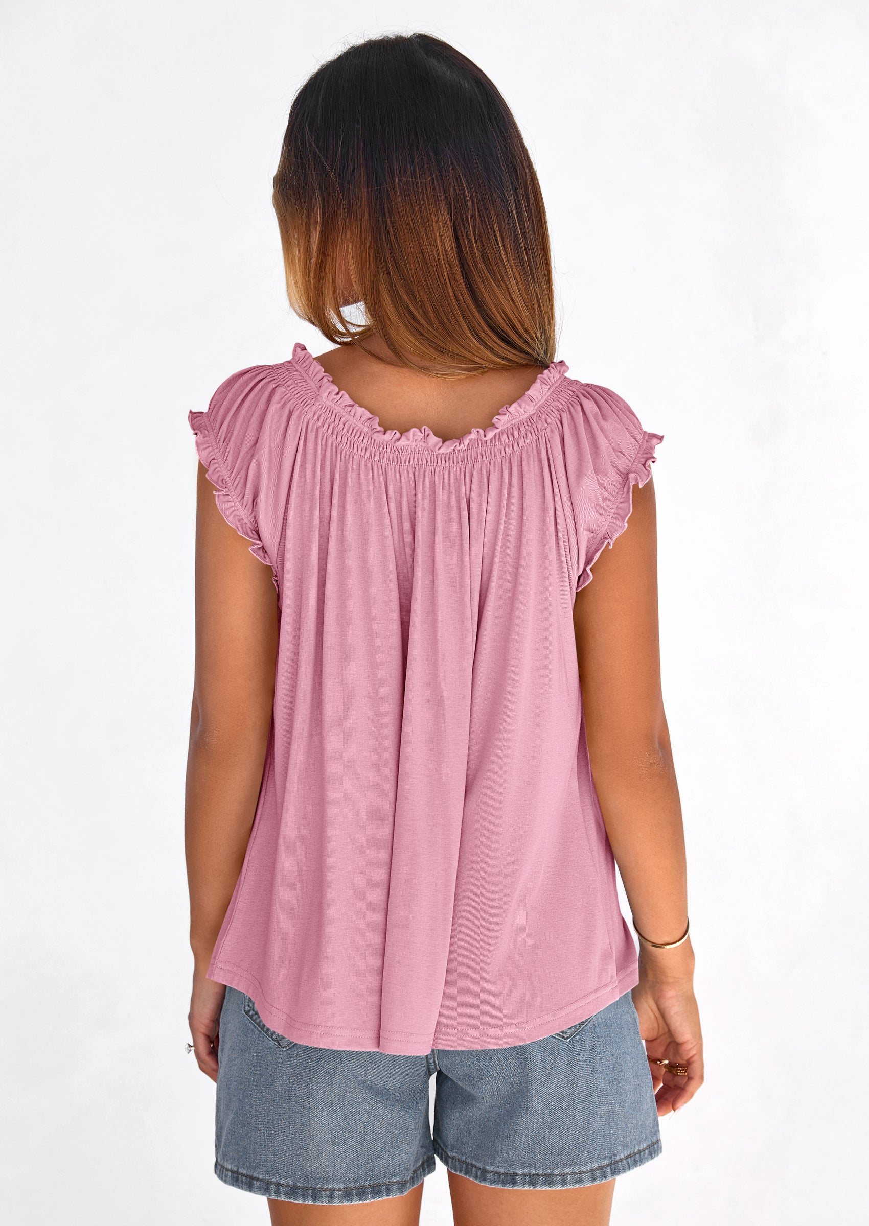 PRETTYGARDEN Womens Tie Front Tank Tops Summer Fashion Cap Sleeve Babydoll Blouses Flowy Shirts Spring Going Out Outfits PRETTYGARDEN