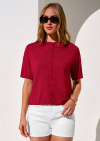 PRETTYGARDEN Women Spring Short Sleeve Cardigan Sweaters Button Down Knit Shirt Blouse Dressy Casual Tops Summer Outfits PRETTYGARDEN