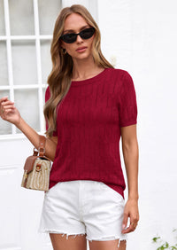 PRETTYGARDEN Women's Spring Short Sleeve Sweater Knit Going Out Tops Work Shirts Trendy Summer Business Casual Outfits