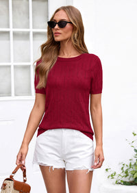 PRETTYGARDEN Women's Spring Short Sleeve Sweater Knit Going Out Tops Work Shirts Trendy Summer Business Casual Outfits