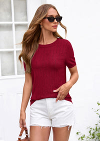 PRETTYGARDEN Women's Spring Short Sleeve Sweater Knit Going Out Tops Work Shirts Trendy Summer Business Casual Outfits