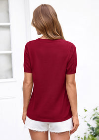 PRETTYGARDEN Women's Spring Short Sleeve Sweater Knit Going Out Tops Work Shirts Trendy Summer Business Casual Outfits