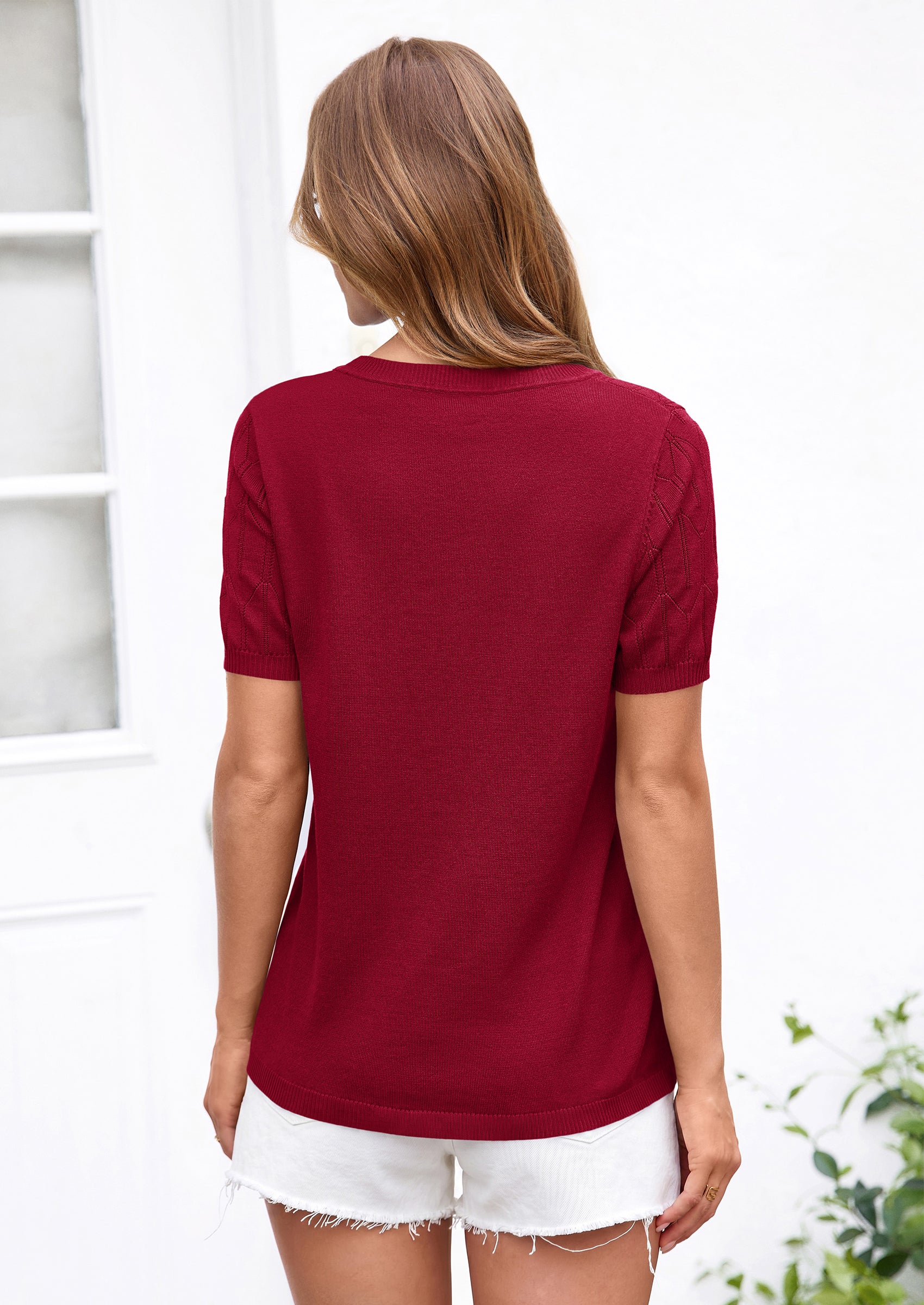 PRETTYGARDEN Women's Spring Short Sleeve Sweater Knit Going Out Tops Work Shirts Trendy Summer Business Casual Outfits