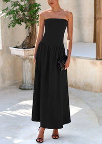 PRETTYGARDEN Women Strapless Elegant Going Out Maxi Dresses