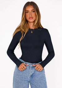 PRETTYGARDEN Bodysuits for Women 2025 Fall Long Sleeve Shirts Slim Fitted Basic Ribbed Layering Tops Fashion Winter Clothing PRETTYGARDEN