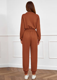 PRETTYGARDEN Long Sleeve Jumpsuits for Women Casual  Fall Fashion Zip Up Pant Rompers One Piece Sweatsuits Travel Outfits