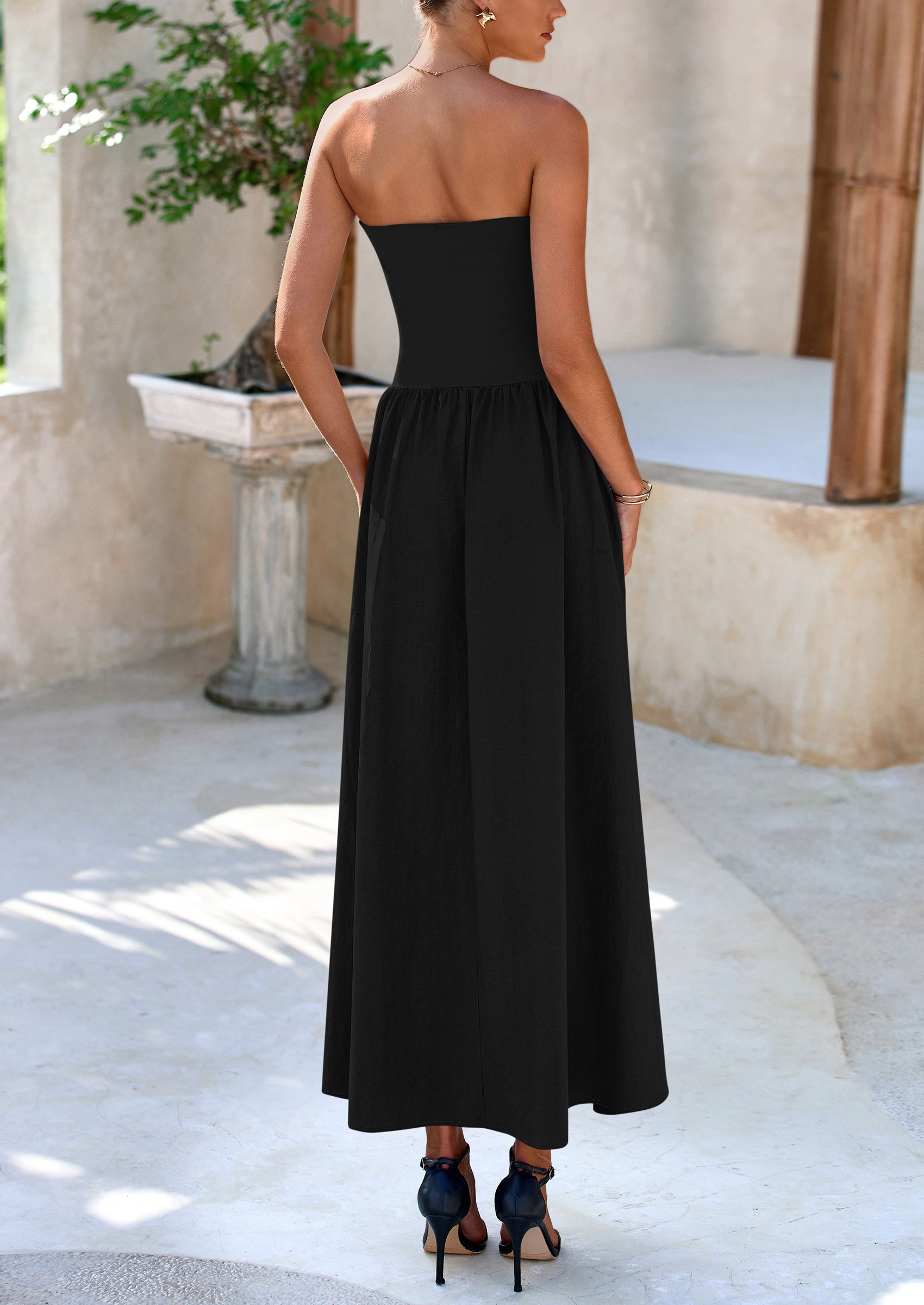 PRETTYGARDEN Women Strapless Elegant Going Out Maxi Dresses