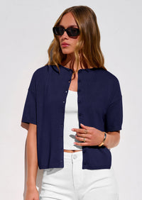 PRETTYGARDEN Women Spring Short Sleeve Cardigan Sweaters Button Down Knit Shirt Blouse Dressy Casual Tops Summer Outfits PRETTYGARDEN